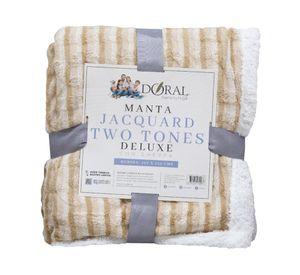 Manta Jacquard Two Tones beige/blanco 127x152 cm