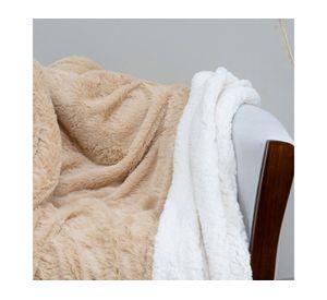 Manta Plush Sherpi beige/blanco 127x152 cm