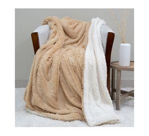 Manta Plush Sherpi beige/blanco 127x152 cm