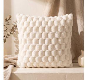 Set 2 Fundas de Cojín Peluche Burbuja Blanco 45x45 cm Colección Perla Blanco