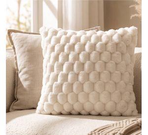 Set 2 Fundas de Cojín Peluche Burbuja Blanco 45x45 cm Colección Perla Blanco
