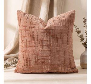 Set 2 Fundas de Cojín Chenille Texturizado Cuadriculado Rosado 45x45 cm Colección Mónaco Rose