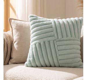 Set 2 Fundas de Cojín Peluche Suave Rayas Celeste 45x45 cm Colección Alaska Fairbanks