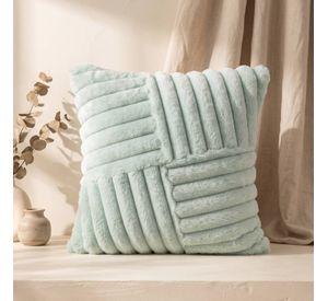 Set 2 Fundas de Cojín Peluche Suave Rayas Celeste 45x45 cm Colección Alaska Fairbanks