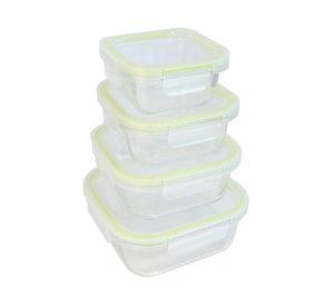 Set herméticos vidrio 320/520/800/1200 ml 4 piezas