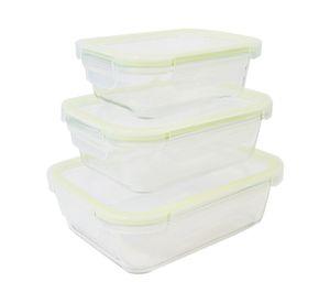 Set herméticos vidrio 370/640/1050 ml 3 piezas