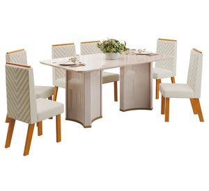 Juego comedor 6 sillas Liz beige 80x180x100 cm