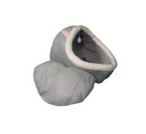 Casa Cama Suave para Gatos con Juguete Colgante Gris
