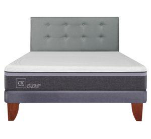 Cama europea Ortopedic Advance 2 plazas + respaldo gris tapizado