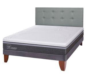 Cama europea Ortopedic Advance 2 plazas + respaldo gris tapizado