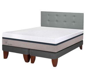 Cama europea Balance 2 plazas base dividida + respaldo gris tapizado