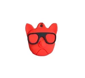 Llavero Para Airtag Silicona Tpu Bulldog Rojo