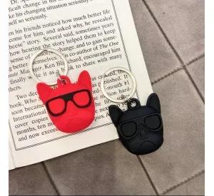 Llavero Para Airtag Silicona Tpu Bulldog Rojo