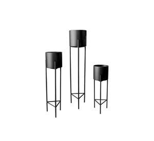 Macetero Pedestal Negro Set de 3 Piezas