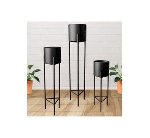 Macetero Pedestal Negro Set de 3 Piezas