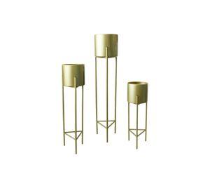 Macetero Pedestal Dorado Set de 3 Piezas