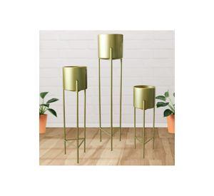 Macetero Pedestal Dorado Set de 3 Piezas