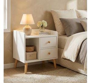 Velador Homer Design Ct029 Melamina 48x47x40 Cm 2 Cajones Blanco