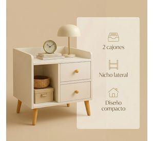 Velador Homer Design Ct029 Melamina 48x47x40 Cm 2 Cajones Blanco