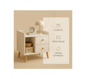Velador Homer Design Ct029 Melamina 48x47x40 Cm 2 Cajones Blanco