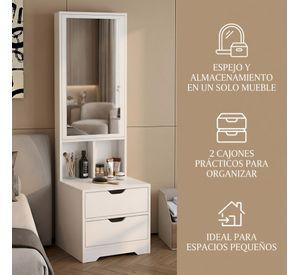Velador Alto 160x40x50cm Con Espejo Y Espacio Para Almacenar Mate Blanco2