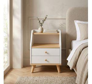Velador 2 Niveles Con Cajones Homer Design 40*30*53 Color Blanco Mate
