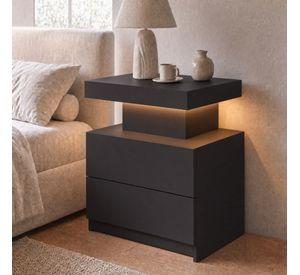 Velador Con Luz Variable Con 2 Cajones Homer Design 52*35*49