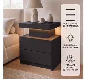 Velador Con Luz Variable Con 2 Cajones Homer Design 52*35*49