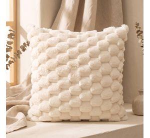 Set 2 Fundas de Cojín Peluche Burbuja Crema 45x45 cm Colección Perla Marfil