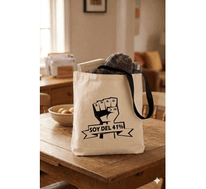 Tote Bag Asas Negras Soy Del 41% Estampado 38x42 Cm Algodón