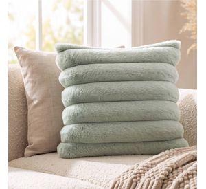 Set 2 Fundas de Cojín Sherpa Suave por Capas Celeste 45x45 cm Colección Hygge Menta