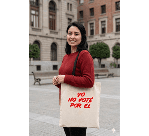 Tote Bag Asas Negras Yo No Voté Por Él en rojo Estampado 38x42 Cm Algodón