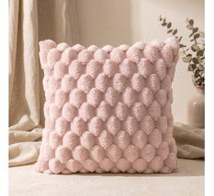 Set 2 Fundas de Cojín Peluche Burbuja Rosado 45x45 cm Colección Perla Sakura