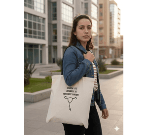Tote Bag Asas Negras Saquen Los Rosarios de Nuestros Ovarios 38x42 Cm Algodón