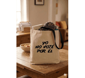 Tote Bag Asas Negras Yo No Voté Por Él en negro Estampado 38x42 Cm Algodón