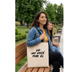 Tote Bag Asas Negras Yo No Voté Por Él en negro Estampado 38x42 Cm Algodón