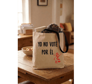 Tote Bag Asas Negras Yo No Voté Por Él bufón rojo Estampado 38x42 Cm Algodón