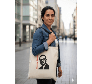 Tote Bag Asas Negras Salvador Allende Estampado 38x42 Cm Algodón
