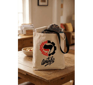 Tote Bag Asas Negras Antifa Estampado 38x42 Cm Algodón