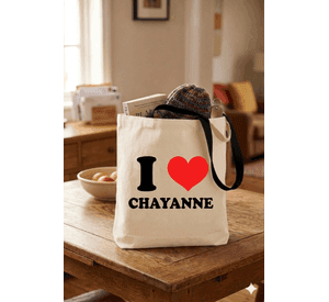 Tote Bag Asas Negras I Love Chayanne 38x42 Cm Algodón
