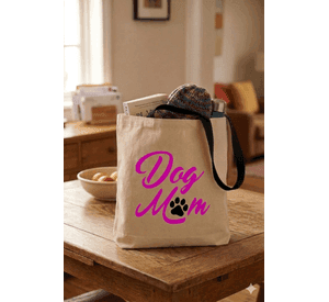 Tote Bag Asas Negras Dog Mom Estampado 38x42 Cm Algodón Dog Lover