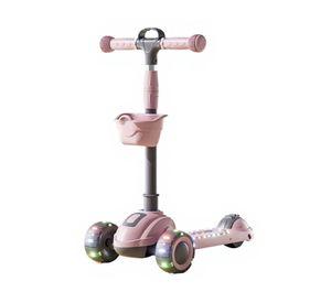 Scooter plegable 3 ruedas luces y música rosa