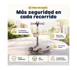 Scooter plegable 3 ruedas luces y música rosa