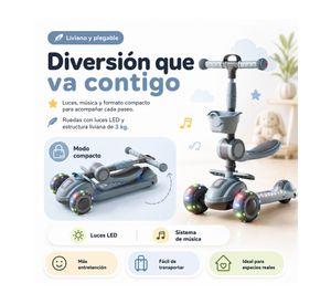 Scooter infantil 3 en 1 plegable con asiento gris