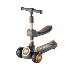 Scooter infantil 3 en 1 plegable con asiento y música gris