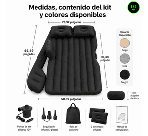 Colchón Inflable para Auto y Camping, Resistente y Cómodo
