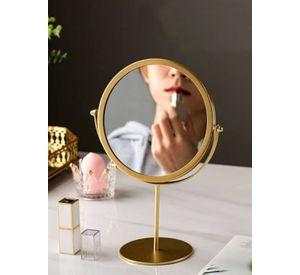 Espejo Tocador Dorado Redondo Pedestal Maquillaje Escritorio