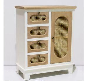 Mueble Cómoda Blanca Con Junco