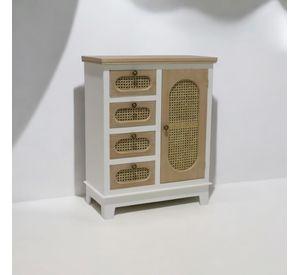 Mueble Cómoda Blanca Con Junco