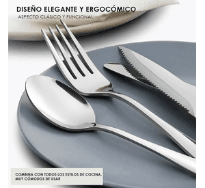 Set 48 Piezas Cubiertos Cuchillería Acero Inoxidable Plateado